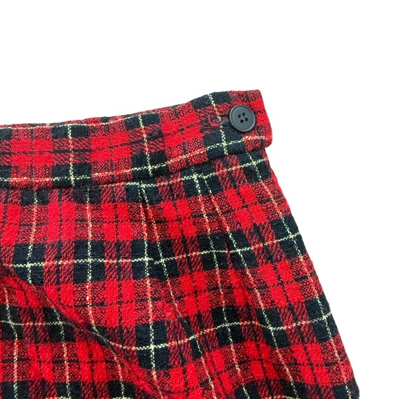 Pendleton Wool Skirt Womens 2P Red Black Plaid Vintage Tartan =Pencil Midi 1980s - Picture 5 of 7